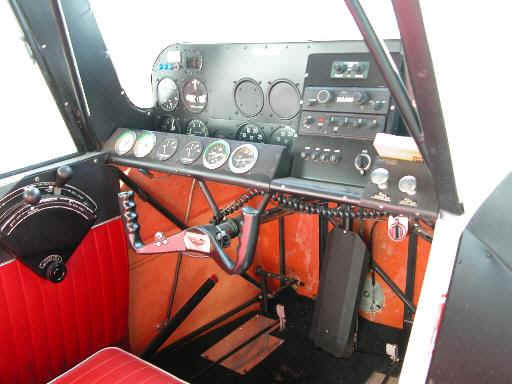 Lancer-402 interior showing the main controls with a yoke rather than a stick